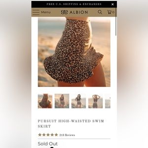 Albion Fit Pursuit High Waisted Leopard Print Swim Skirt Small